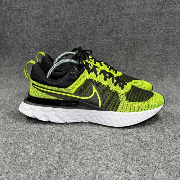 Nike React Infinity Run Flyknit 2 Running Shoes Mens 9.5 Volt Black Athletic Run